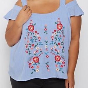 Floral cold shoulder shirt